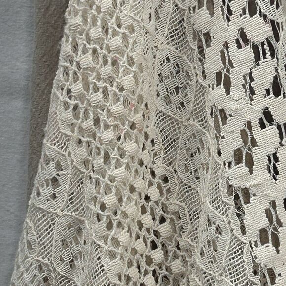 Oddy 100% Cotton‎ Skirt Beige Lace Accent Womens Medium Boutique Boho Tea Length - Picture 10 of 12